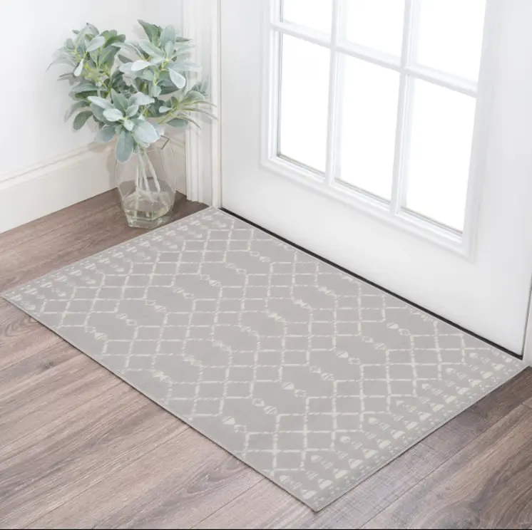 3' X 5' Gray and Ivory Geometric Area Rug