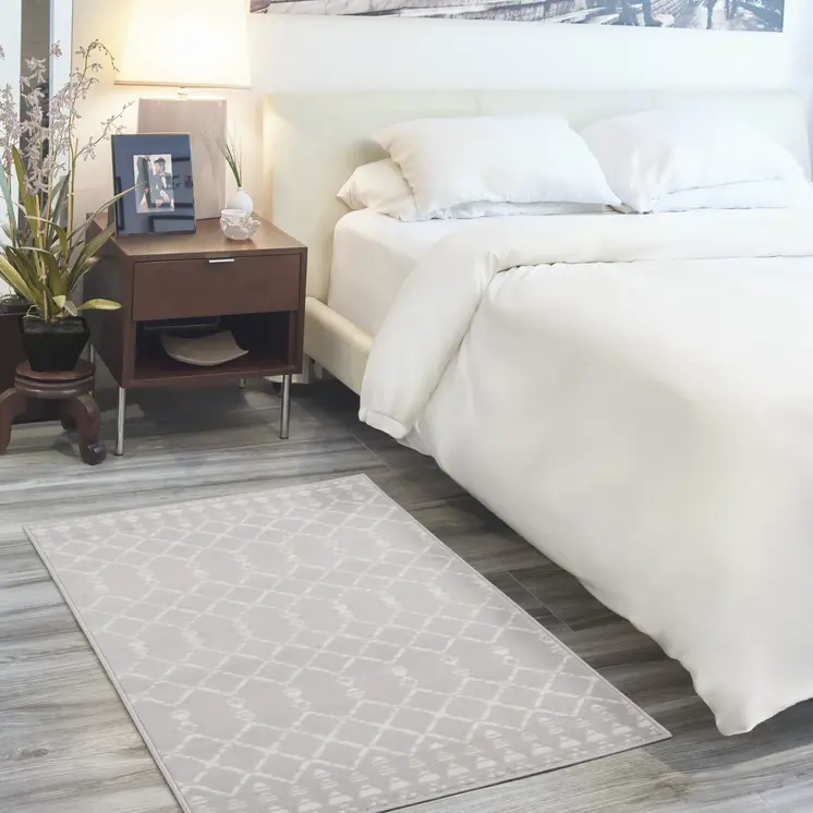 3' X 5' Gray and Ivory Geometric Area Rug