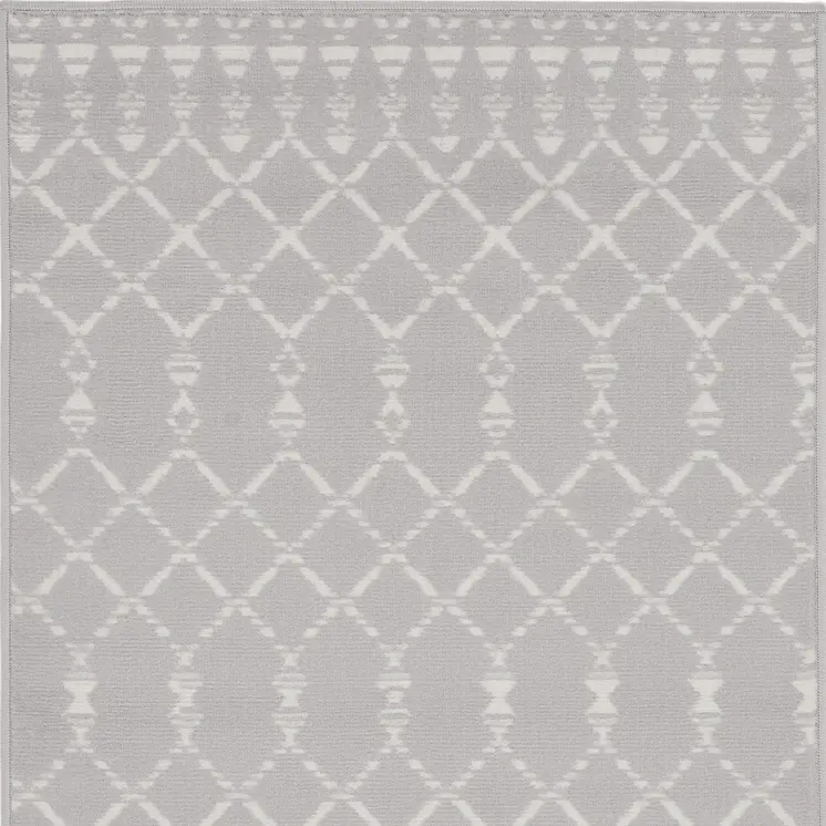 3' X 5' Gray and Ivory Geometric Area Rug