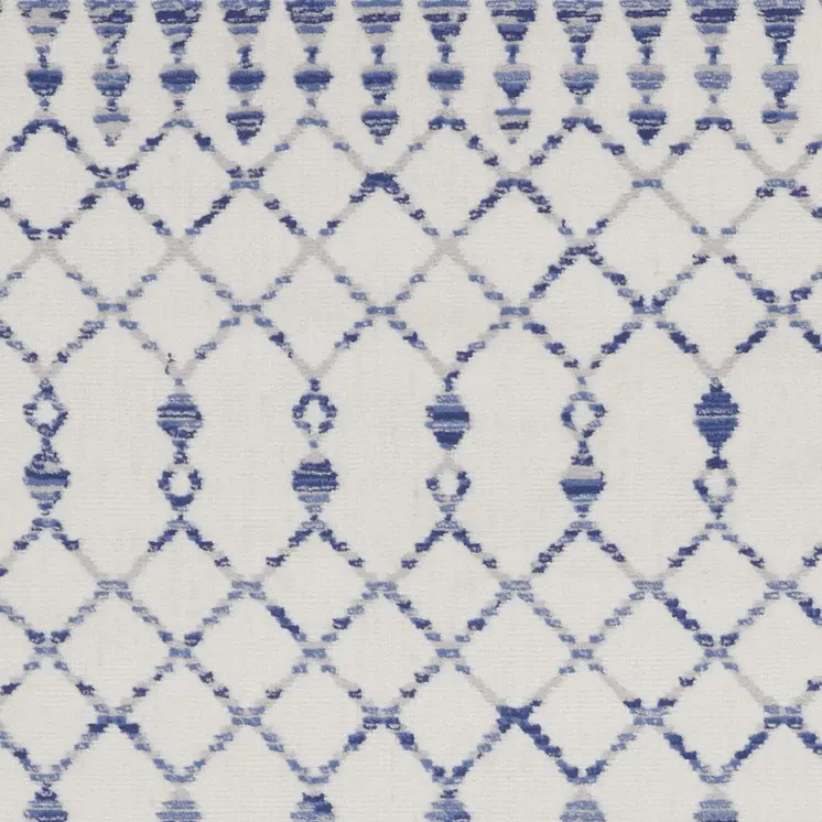 3' X 5' Ivory and Blue Geometric Area Rug