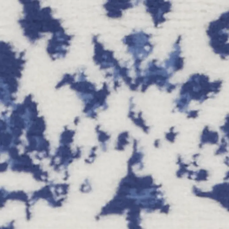 3' X 5' Ivory and Navy Blue Damask Distressed Area Rug