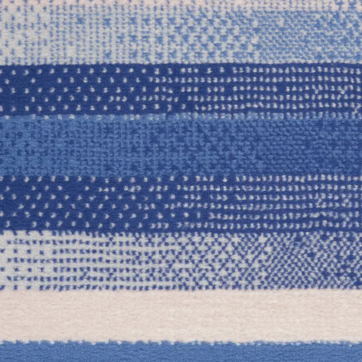 3' X 5' Ivory Tan and Blue Striped Area Rug