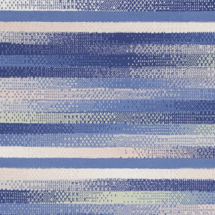 3' X 5' Ivory Tan and Blue Striped Area Rug