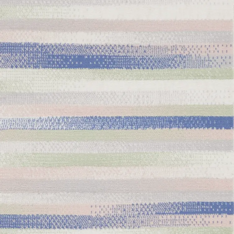 3' X 5' Ivory Tan and Blue Striped Area Rug