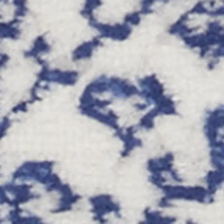 6' Ivory and Navy Blue Geometric Distressed Runner Rug