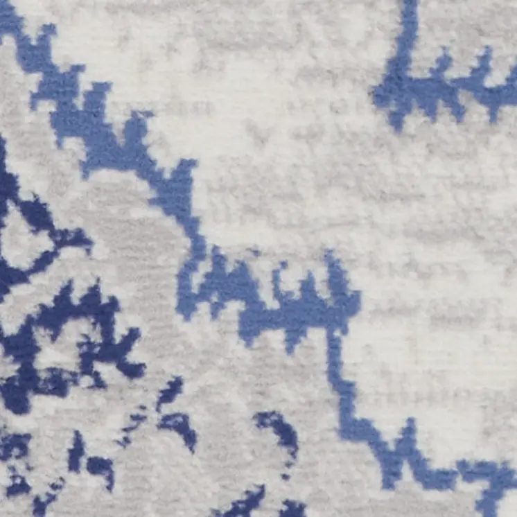 3' X 5' Ivory and Blue Medallion Area Rug
