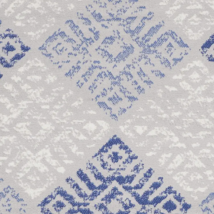 3' X 5' Beige Blue and Gray Geometric Area Rug