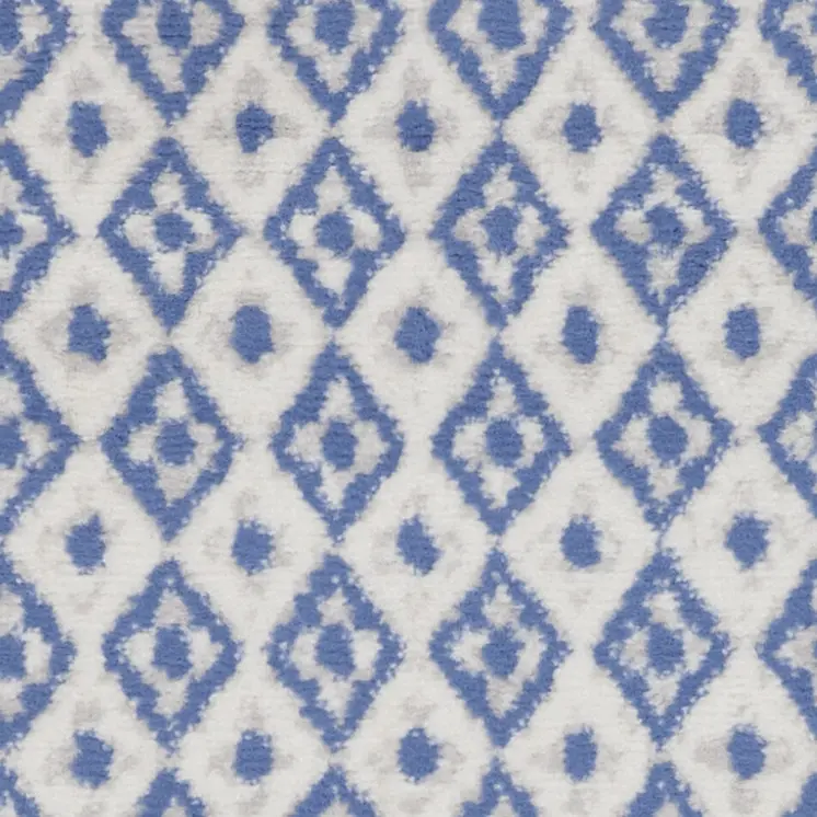 3' X 5' Ivory and Blue Geometric Distressed Area Rug