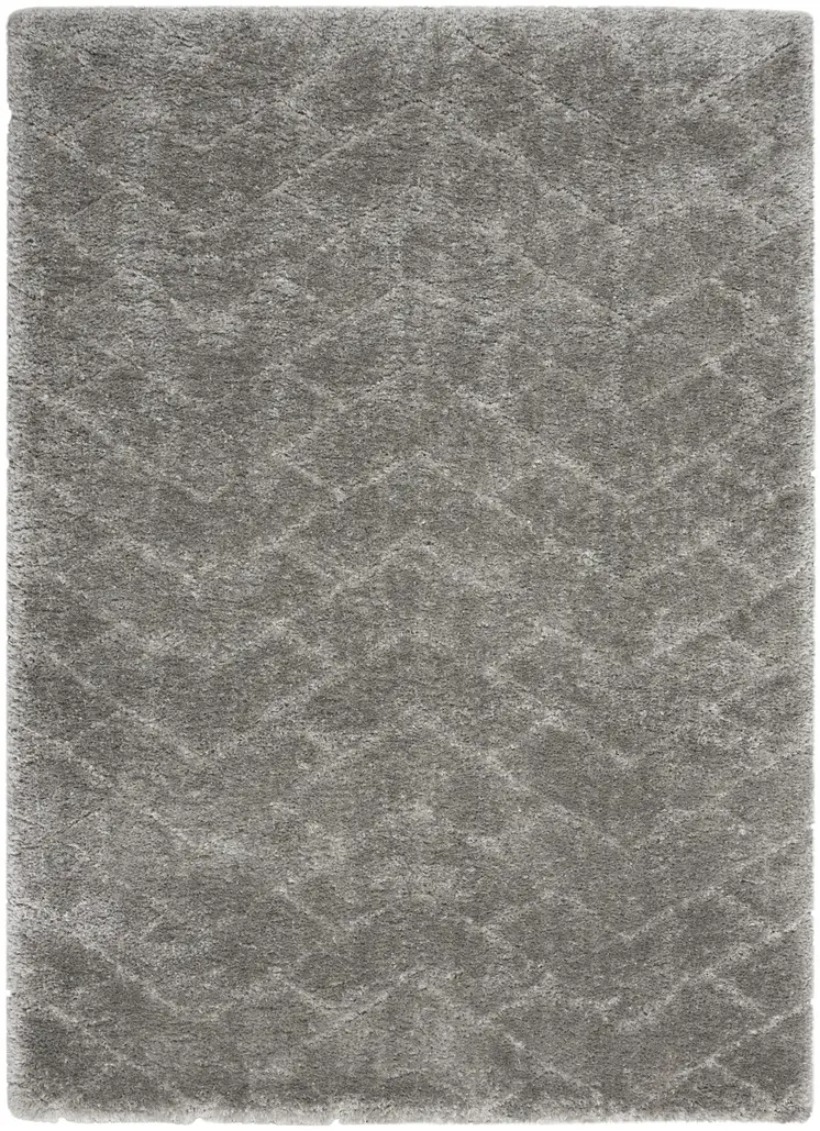 4' X 6' Gray Chevron Shag Area Rug