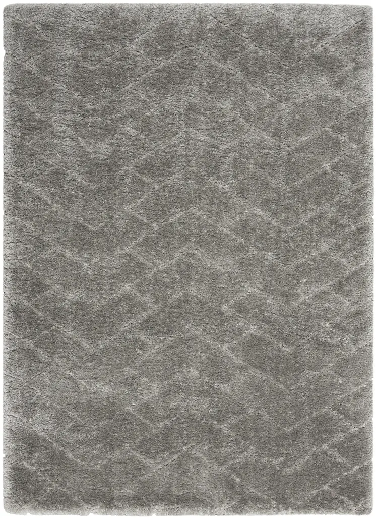 4' X 6' Gray Chevron Shag Area Rug