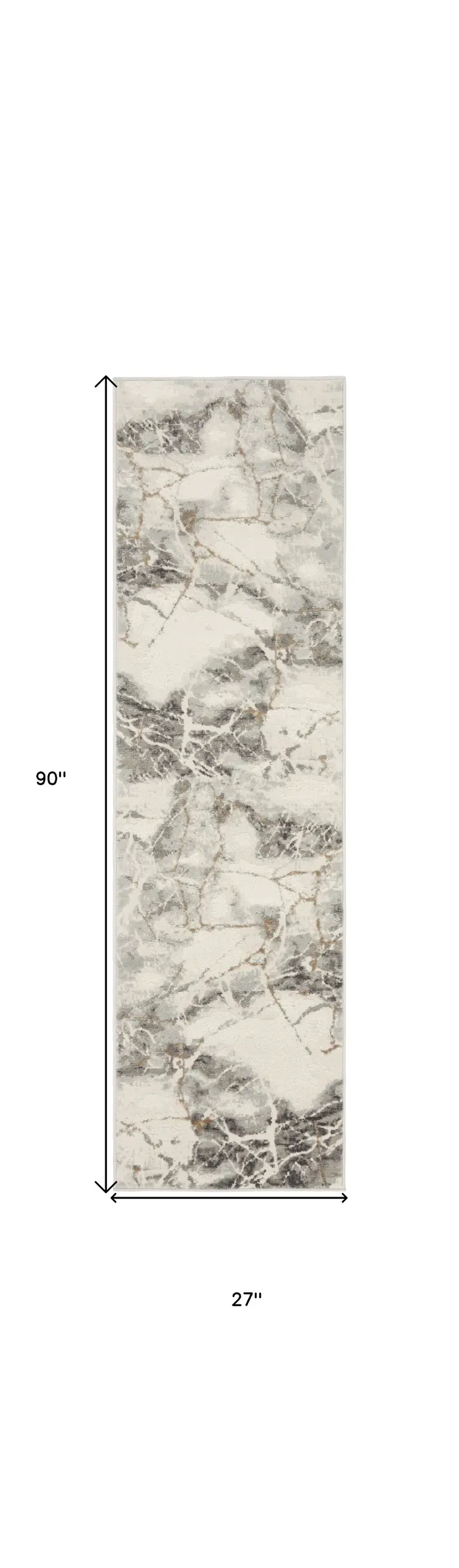 8' Ivory and Gray Abstract Non Skid Runner Rug