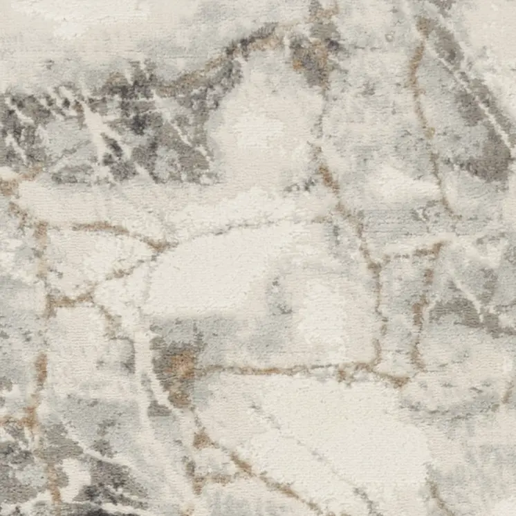 8' Ivory and Gray Abstract Non Skid Runner Rug