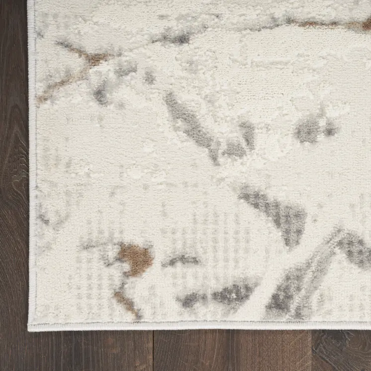4' X 6' Ivory Black and Gray Abstract Non Skid Area Rug