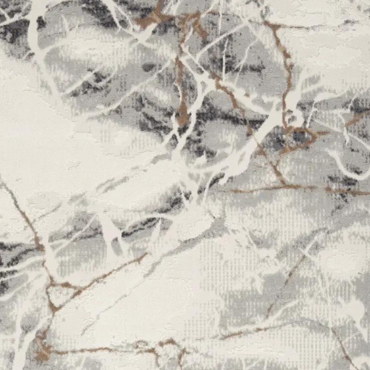 4' X 6' Ivory Black and Gray Abstract Non Skid Area Rug