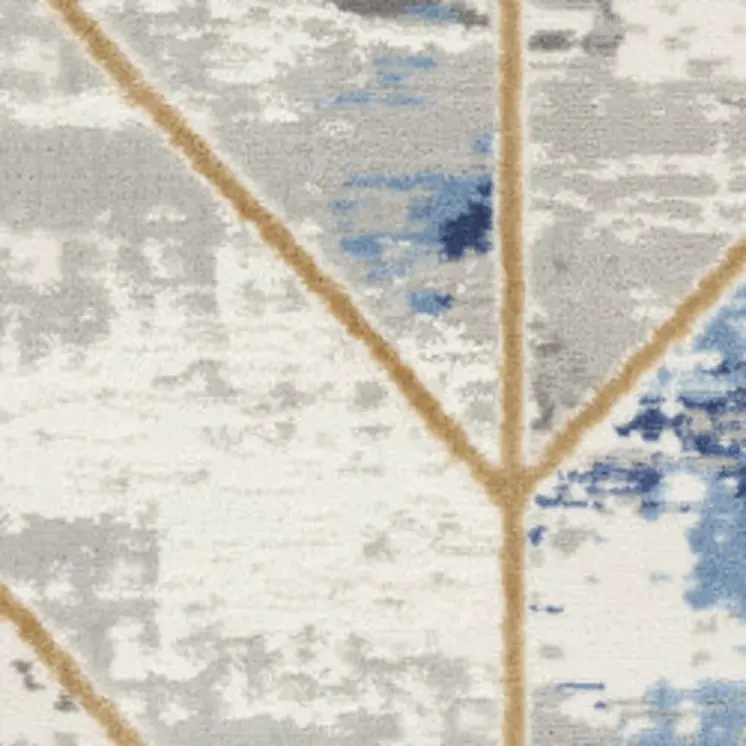 4' X 6' Ivory Blue and Gray Geometric Non Skid Area Rug