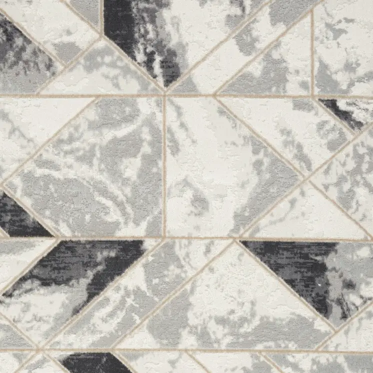 4' X 6' Ivory Black and Gray Geometric Non Skid Area Rug