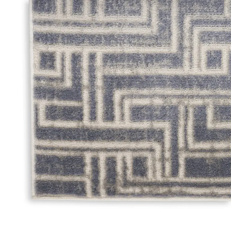 5' X 7' Blue Geometric Distressed Area Rug