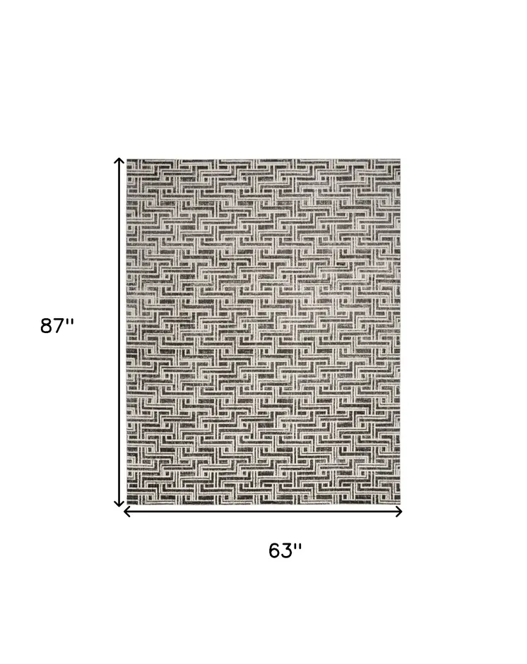 5' X 7' Gray Geometric Distressed Area Rug
