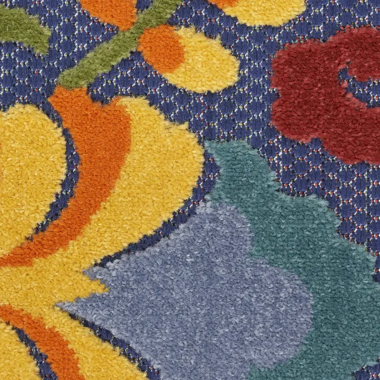 4' X 6' Blue Geometric Distressed Area Rug