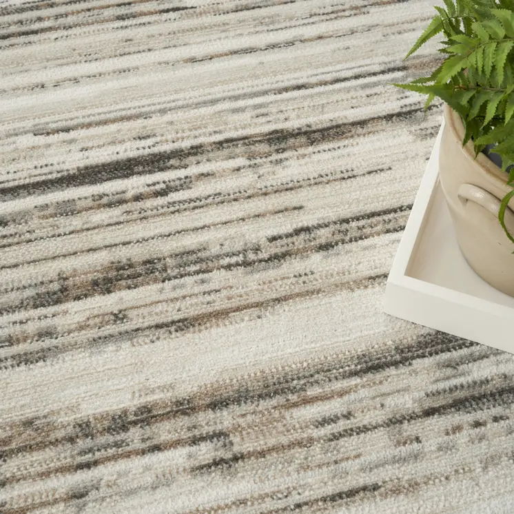 8' X 10' Cream Abstract Distressed Area Rug