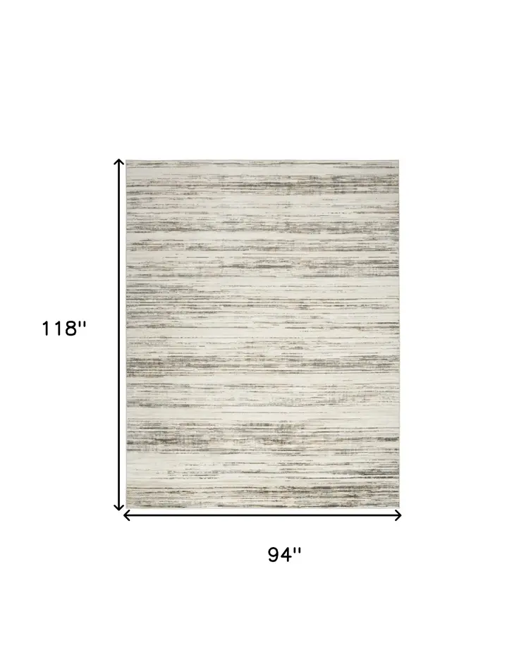 8' X 10' Cream Abstract Distressed Area Rug