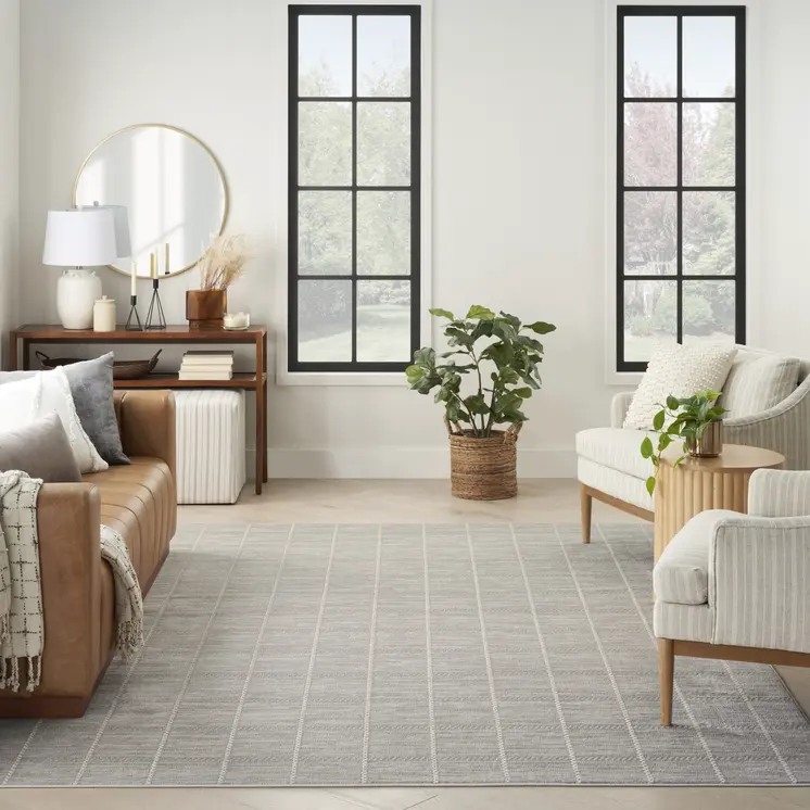 9' X 12' Gray Geometric Area Rug