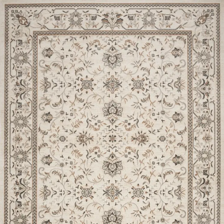 8' X 10' Cream Floral Distressed Area Rug