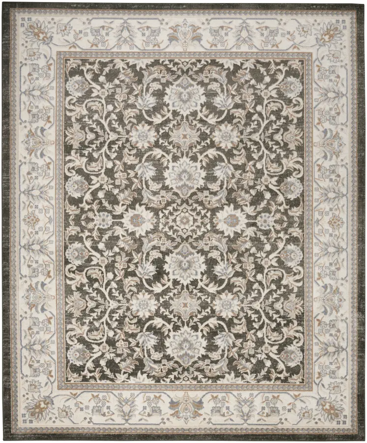 5' X 7' Gray Floral Distressed Area Rug