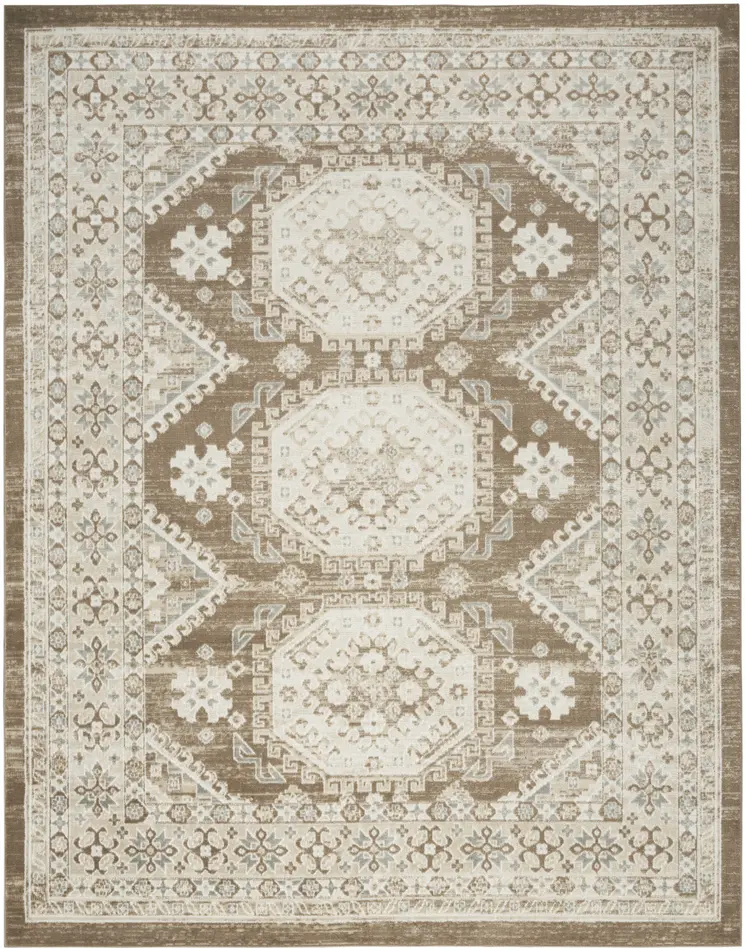 8' X 10' Brown Geometric Distressed Area Rug