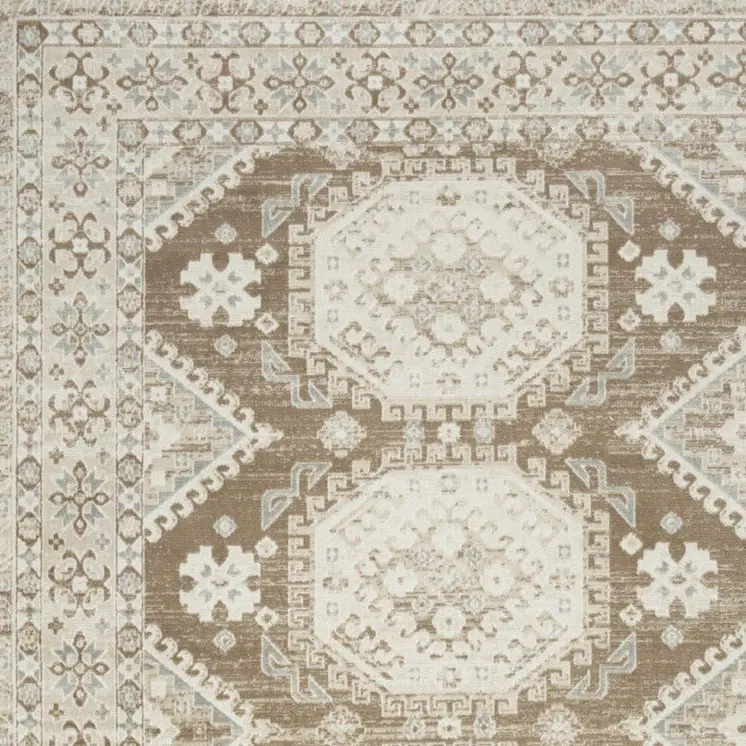 8' X 10' Brown Geometric Distressed Area Rug