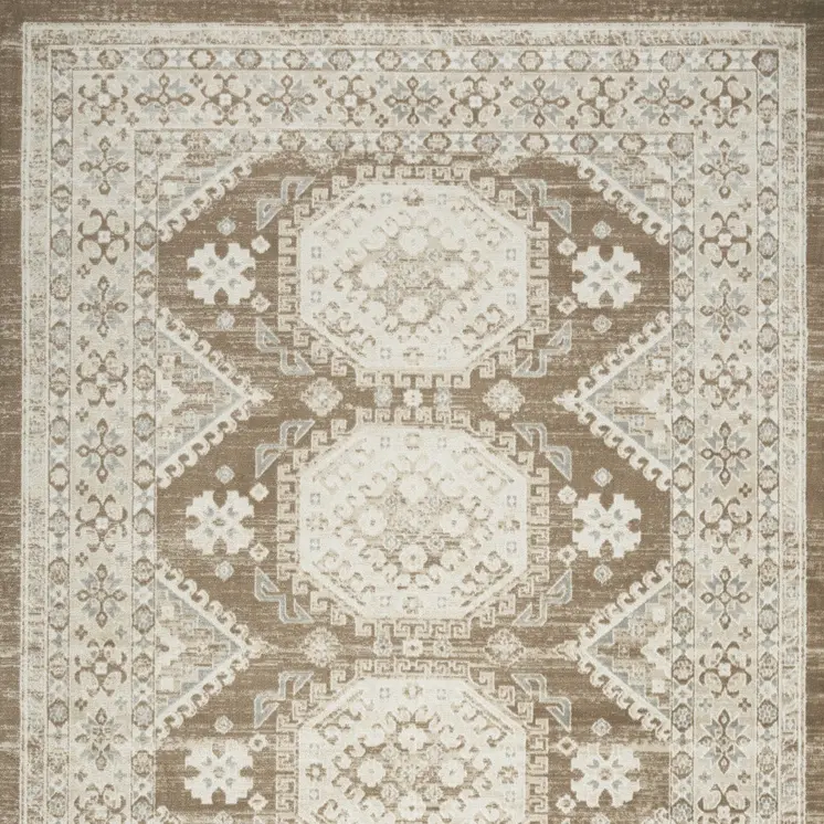 8' X 10' Brown Geometric Distressed Area Rug