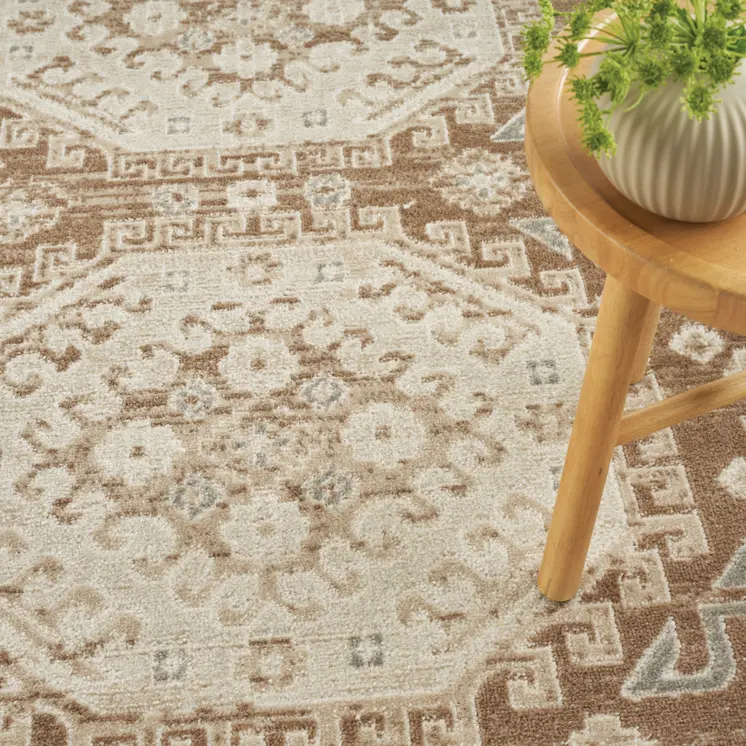 4' X 6' Brown Geometric Distressed Area Rug