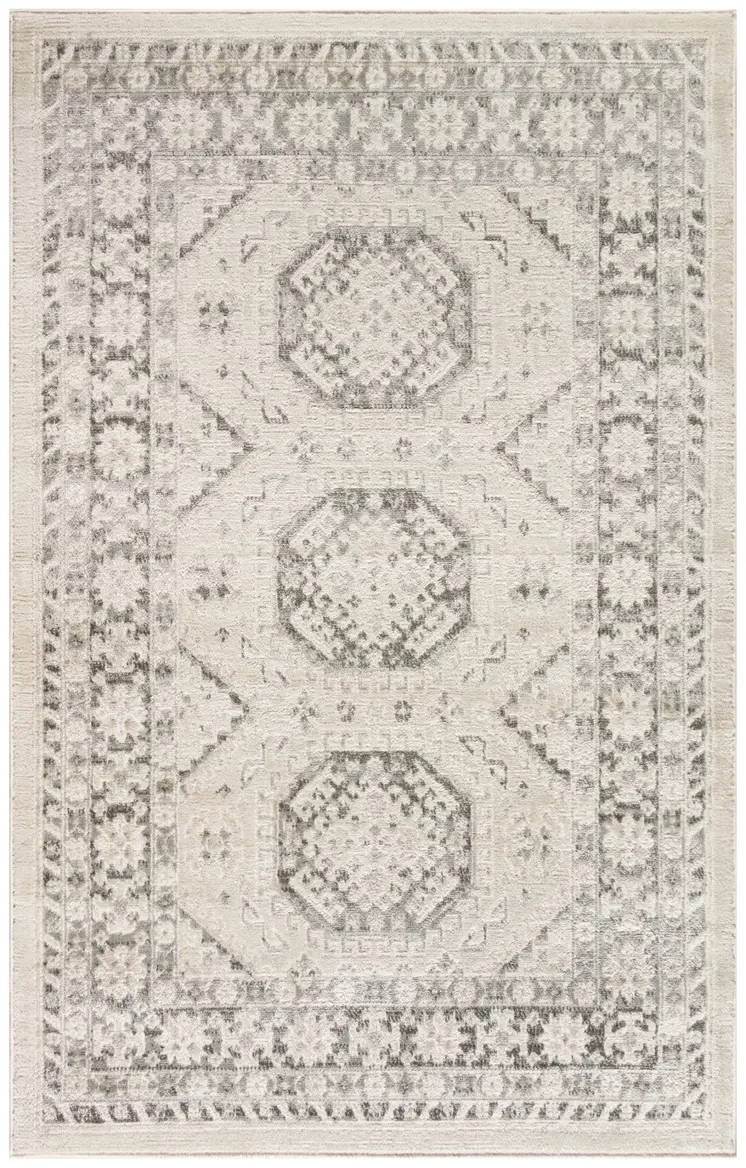4' X 6' Gray Geometric Distressed Area Rug
