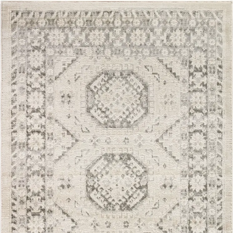 4' X 6' Gray Geometric Distressed Area Rug