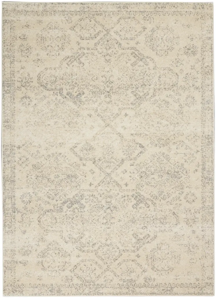 4' X 6' Beige And Gray Oriental Distressed Area Rug
