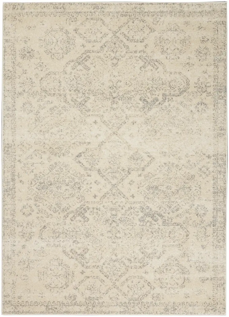 4' X 6' Beige And Gray Oriental Distressed Area Rug