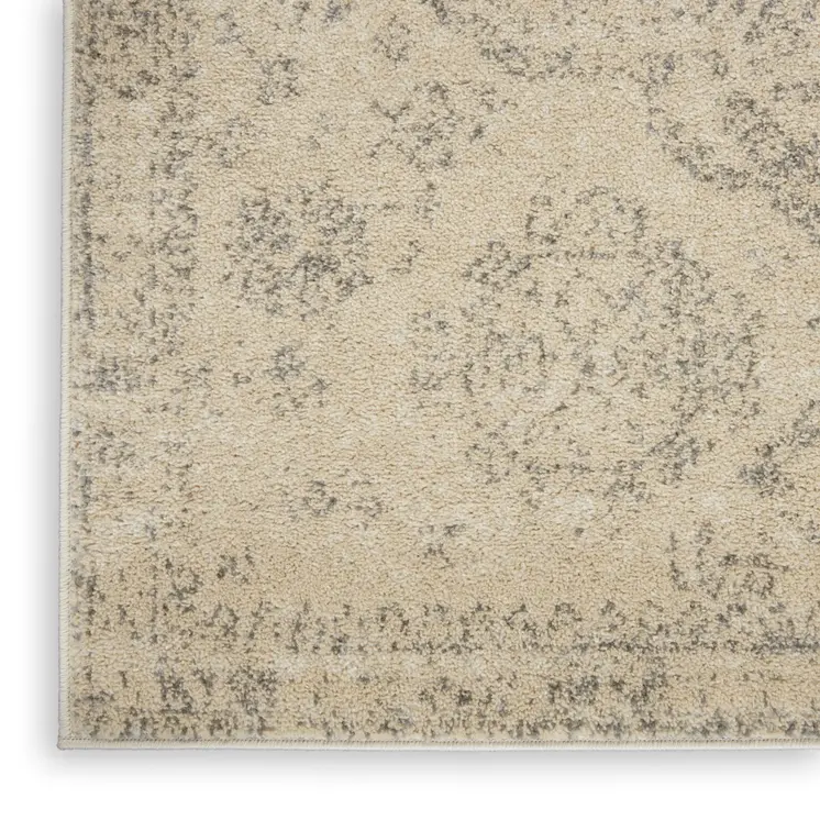 4' X 6' Beige And Gray Oriental Distressed Area Rug