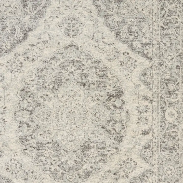 4' X 6' Ivory And Gray Floral Medallion Distressed Area Rug