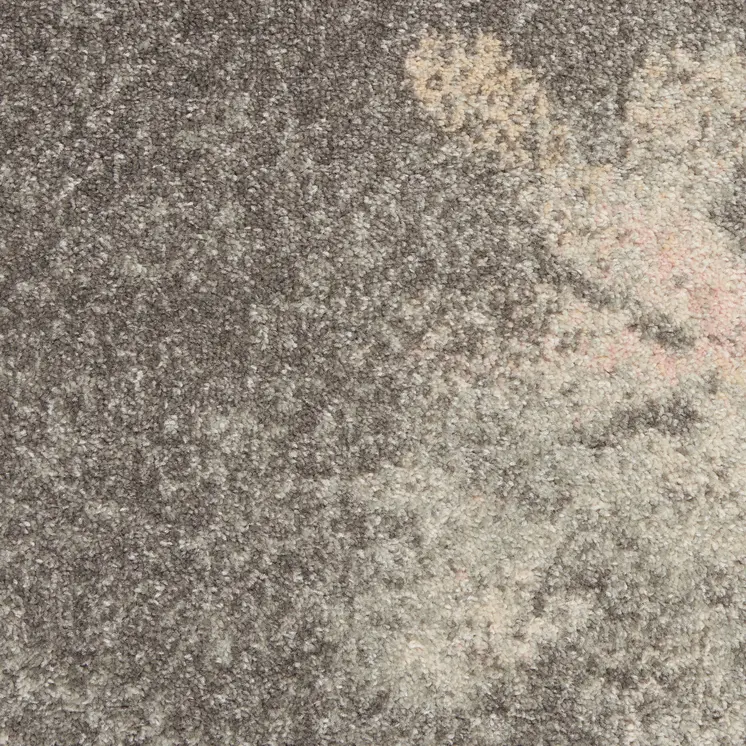 4' X 6' Gray And Pink Floral Area Rug