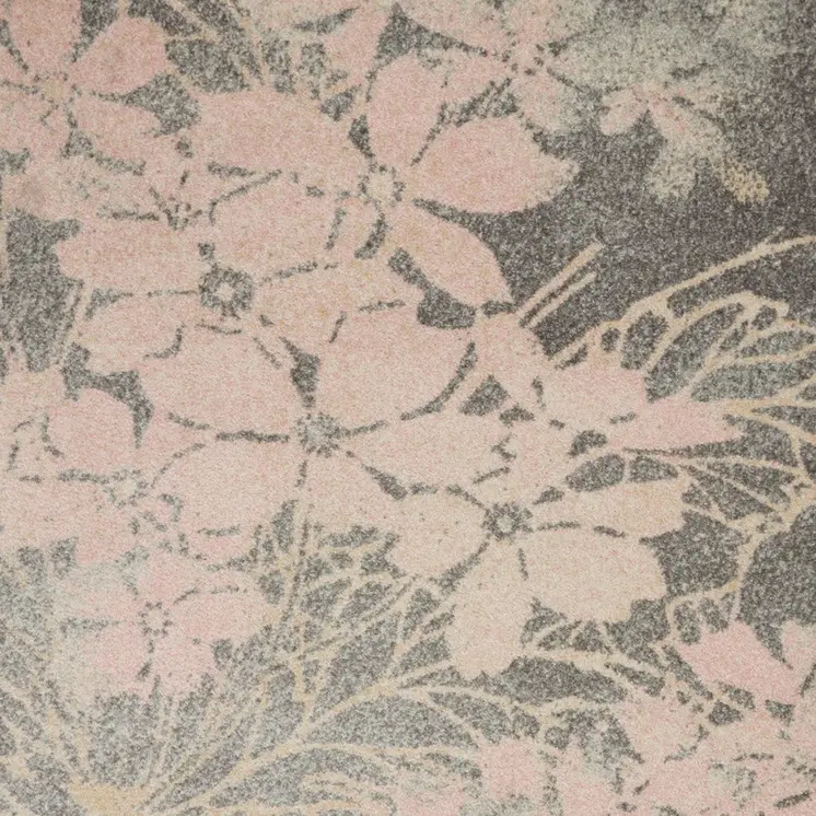 4' X 6' Gray And Pink Floral Area Rug