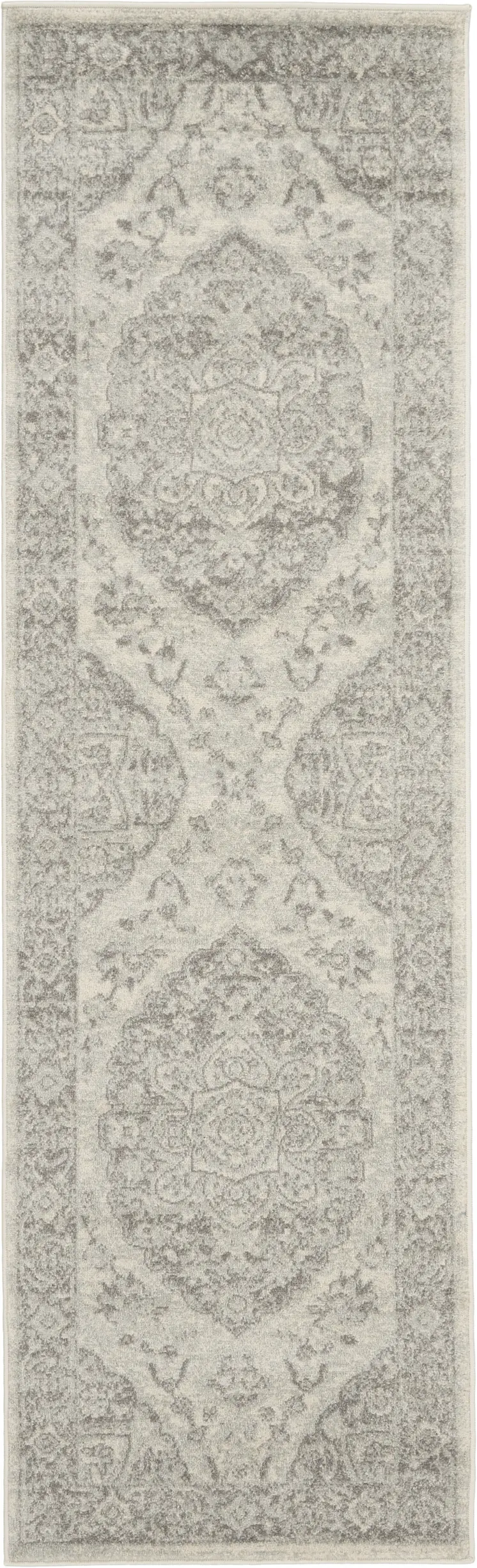 5' Ivory And Blue Floral Round Rug