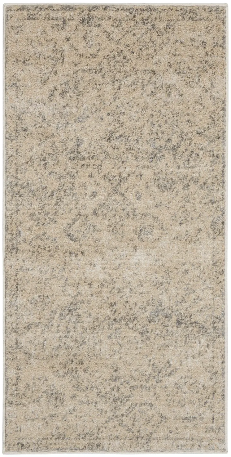 2' X 4' Beige And Gray Oriental Distressed Area Rug