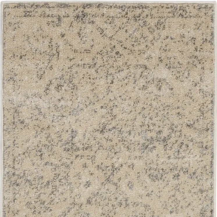 2' X 4' Beige And Gray Oriental Distressed Area Rug
