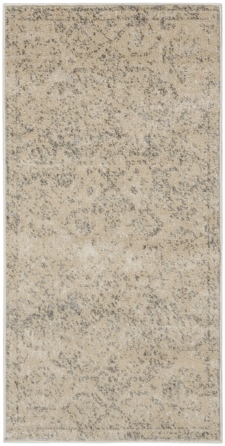 2' X 4' Beige And Gray Oriental Distressed Area Rug