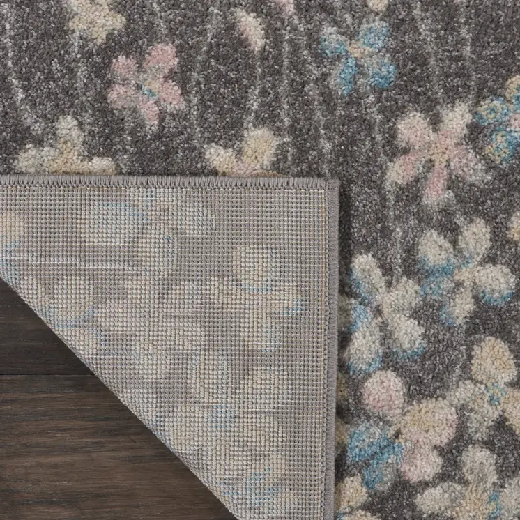 2' X 4' Navy Blue and Ivory Floral Area Rug