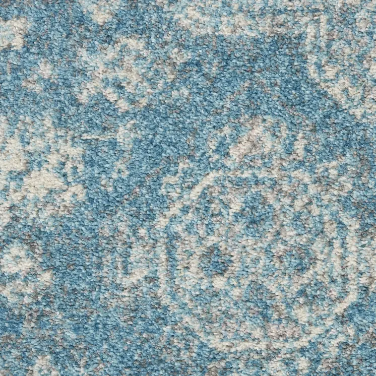 2' X 4' Ivory and Light Blue Oriental Distressed Area Rug
