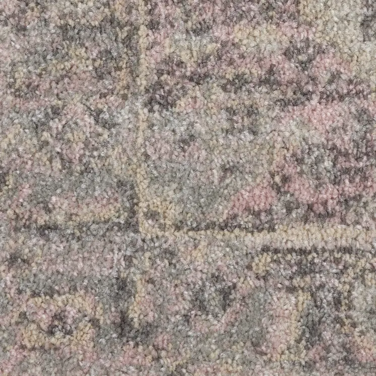2' X 4' Ivory Pink And Gray Floral Medallion Distressed Area Rug