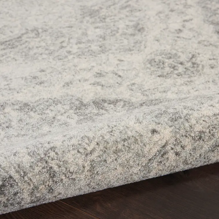 2' X 4' Ivory And Gray Floral Medallion Distressed Area Rug