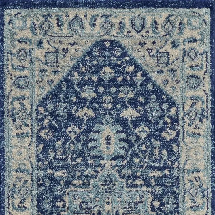 2' X 4' Ivory And Gray Floral Medallion Distressed Area Rug