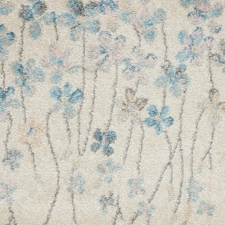 2' X 4' Ivory And Blue Floral Area Rug